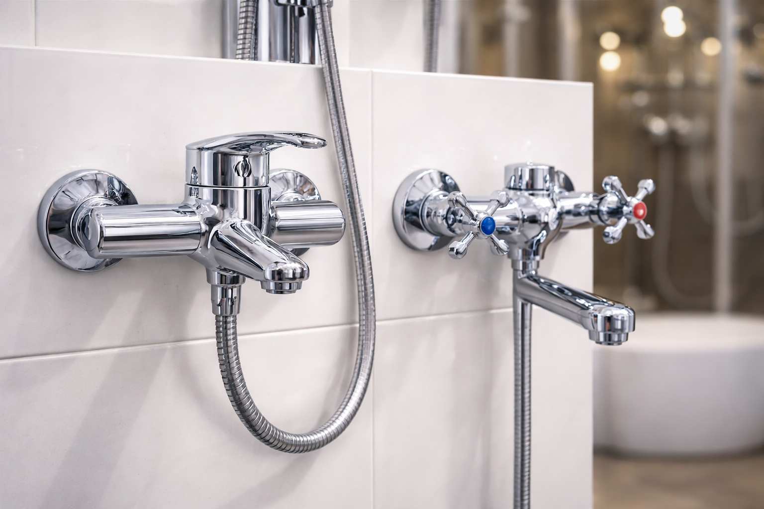 Jednorucna i dvorucna baterija jedna pored druge u rafu radnje